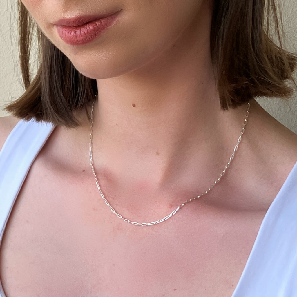Silver Paperclip Chain Necklace