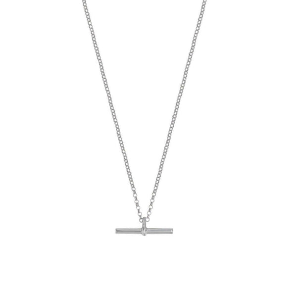 Silver T-Bar Necklace with Belcher Chain