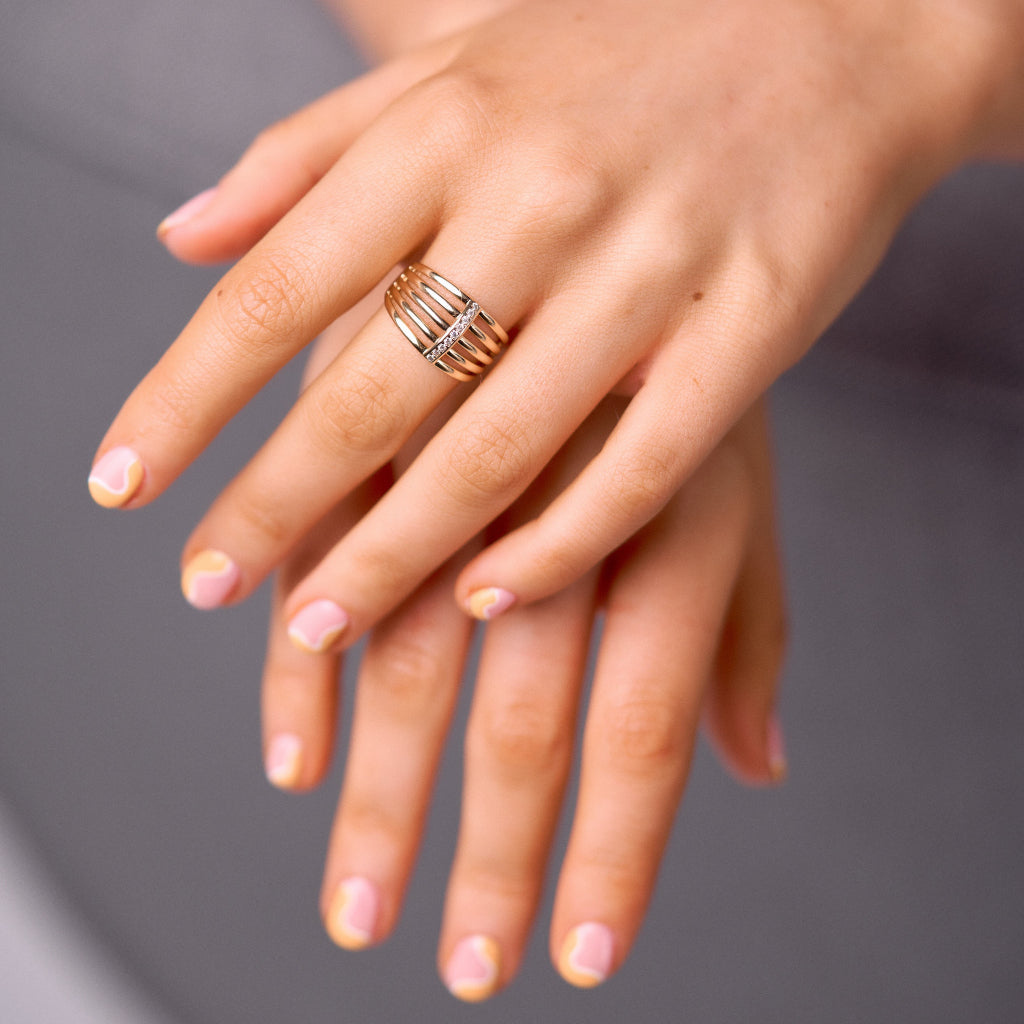 Lena Gold Chunky Multi Strand Ring