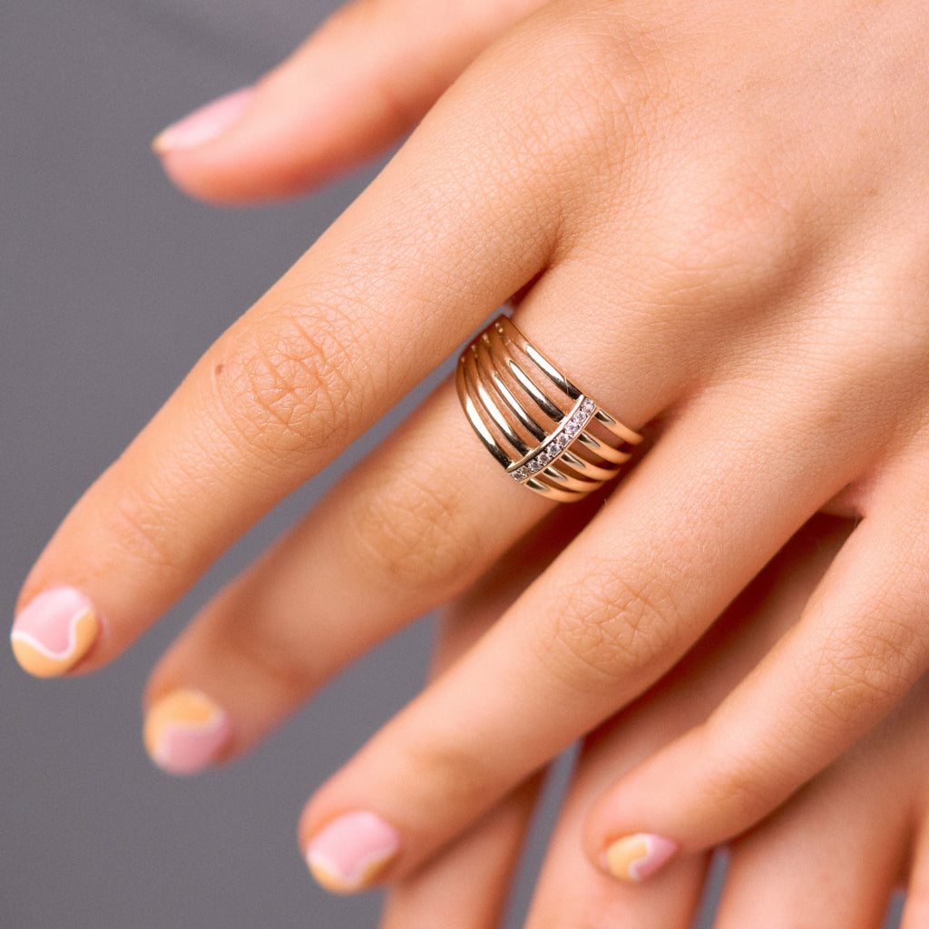 Lena Gold Chunky Multi Strand Ring