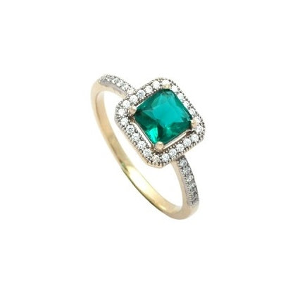 Nemea Gold Emerald Cushion RIng