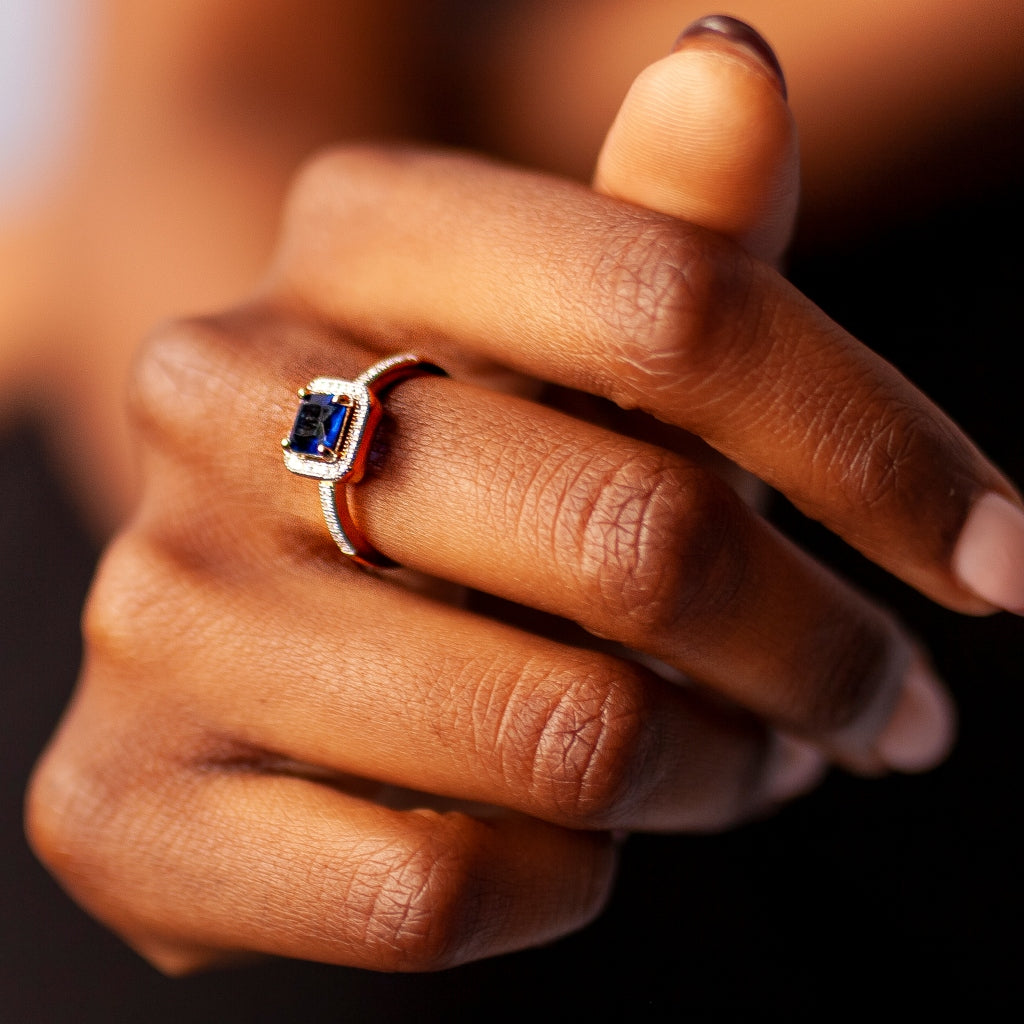 Nemea Gold Square Sapphire Ring