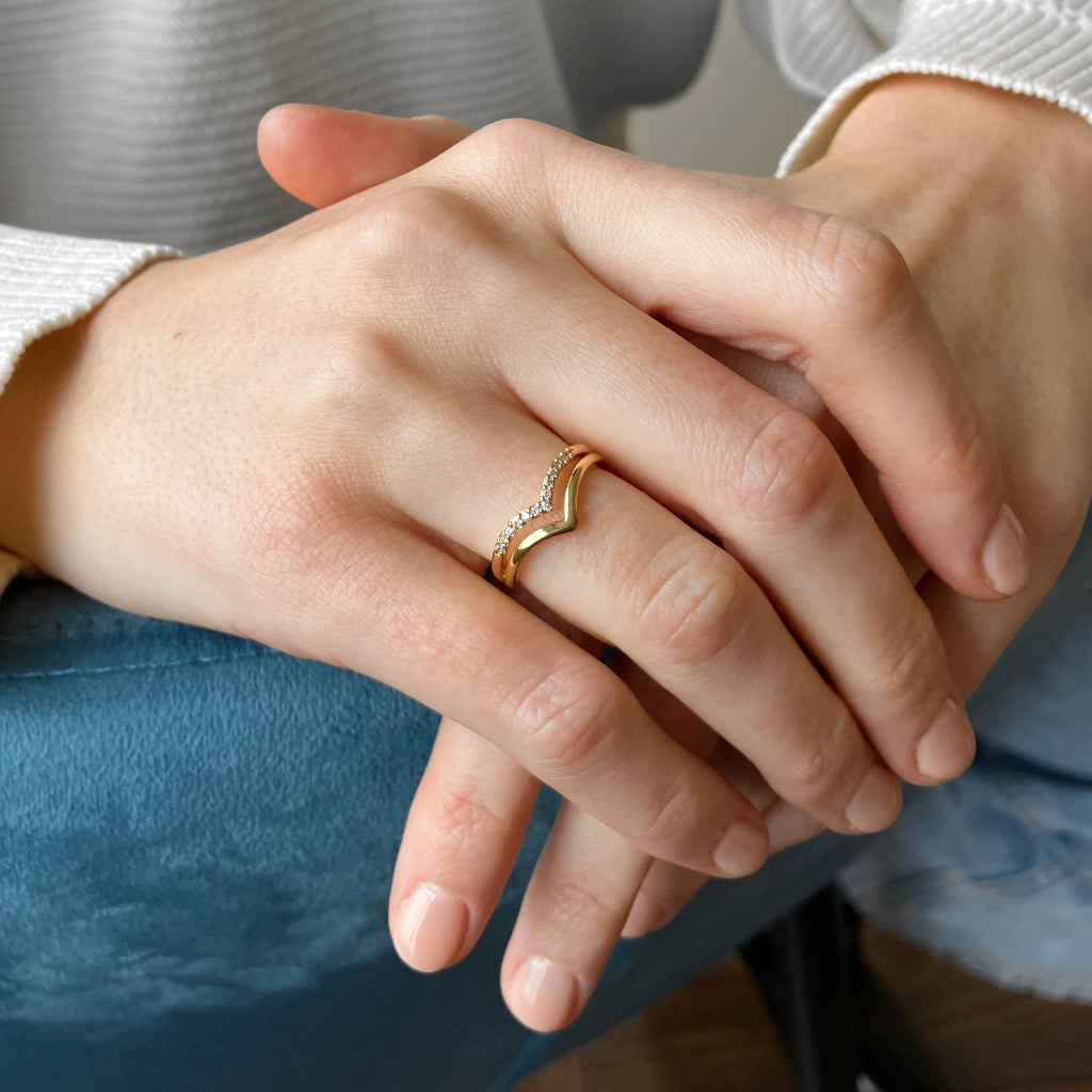 Tasia Gold Delicate Double Wishbone Ring