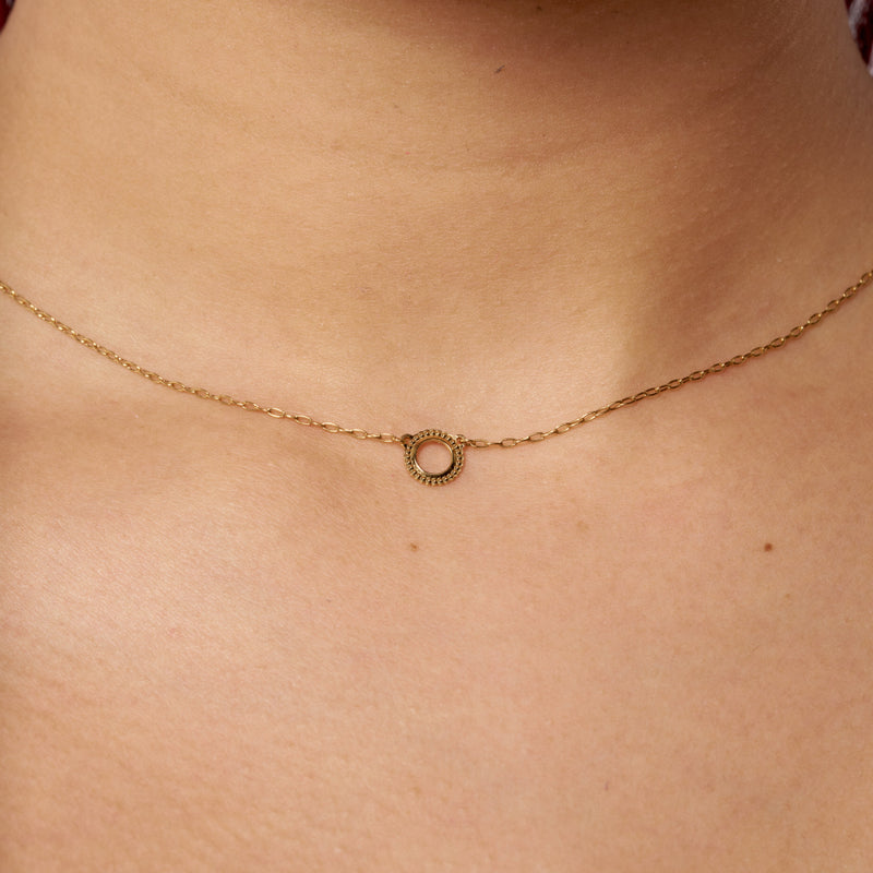 9 Carat Gold Circle Cut Out Necklace
