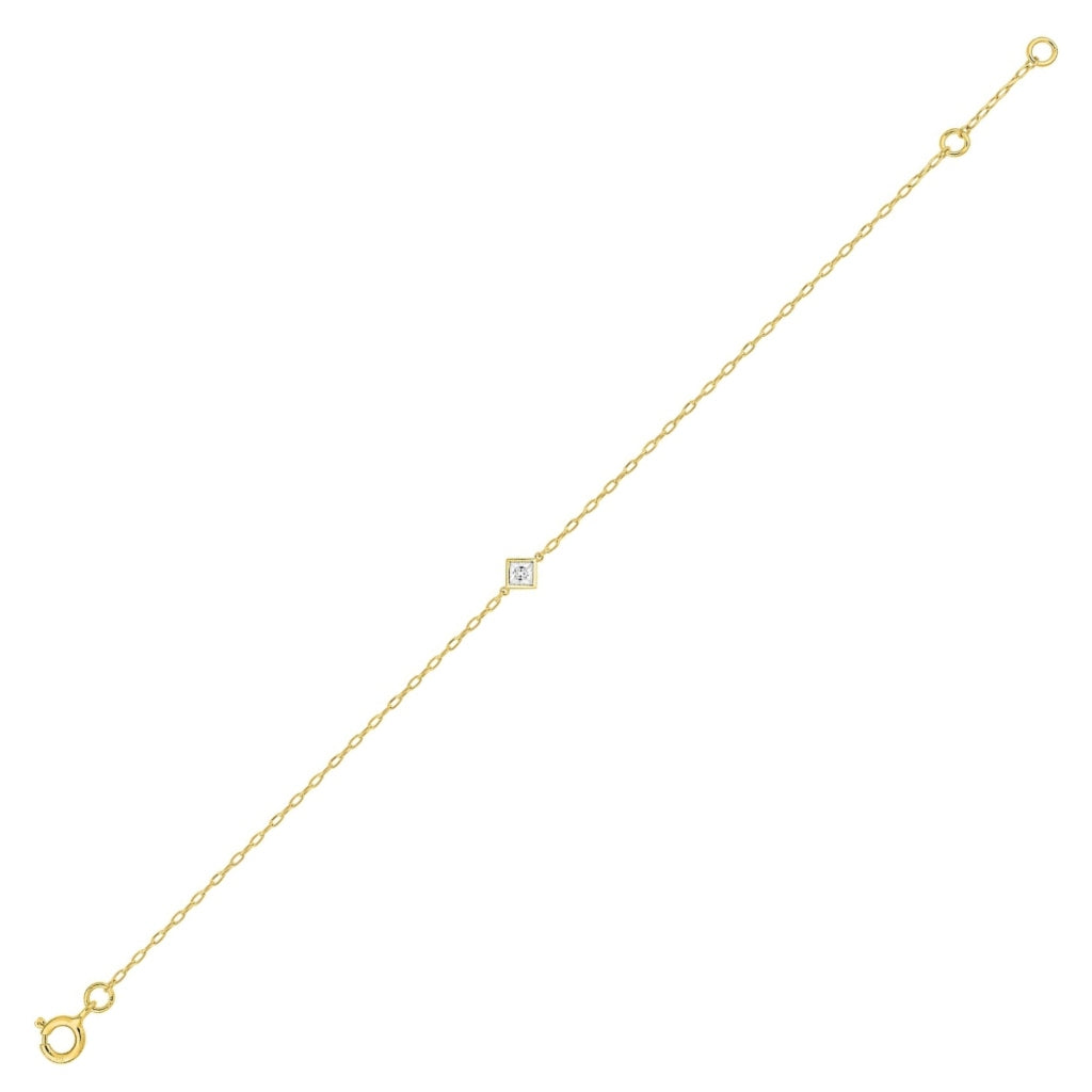 9 Carat Gold Square Stone Bracelet – Elegant and Delicate for Stacking