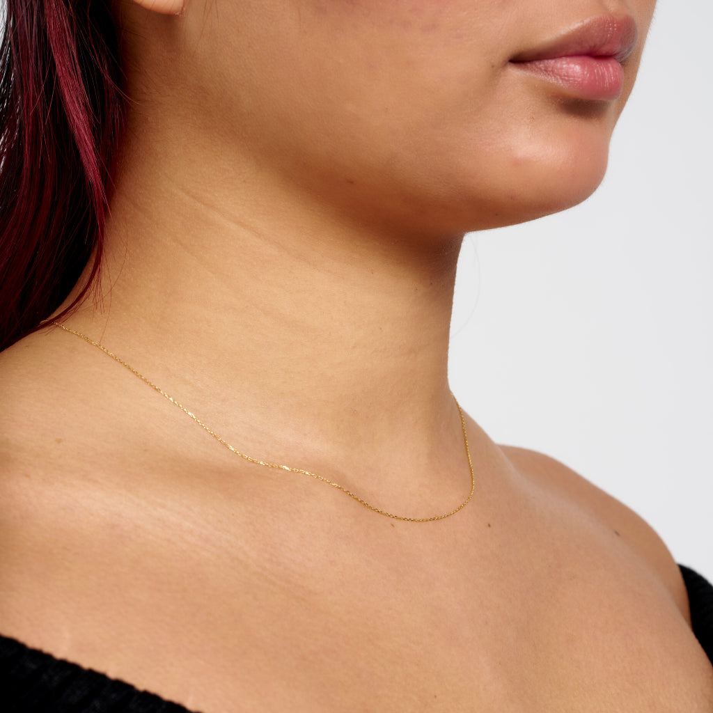 9 Carat Gold Delicate Cable Chain Necklace 