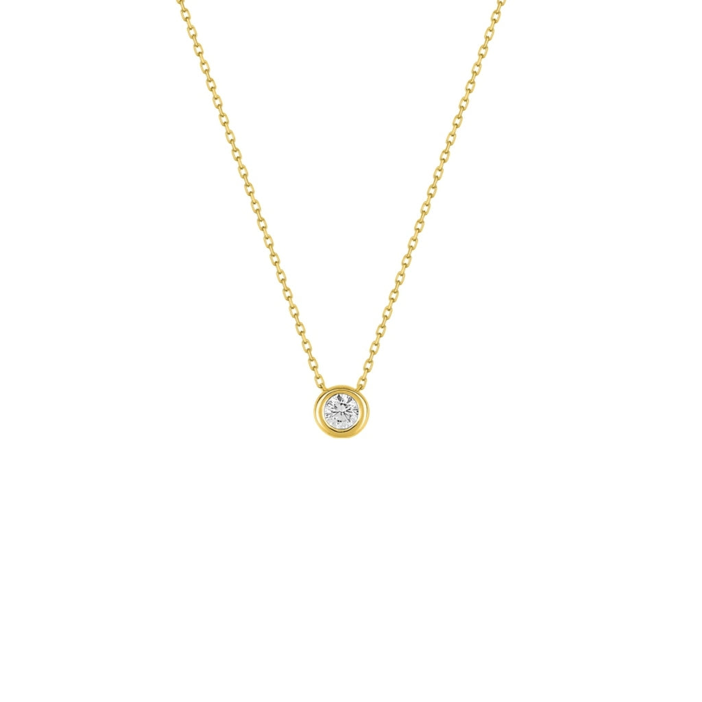 9 Carat Gold Delicate Clear Round Stone Necklace