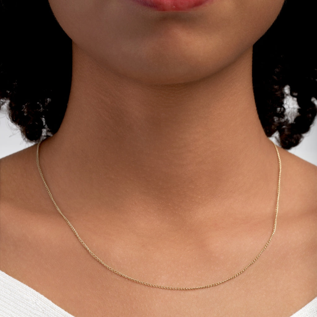 9 Carat Gold Delicate Curb Chain Necklace