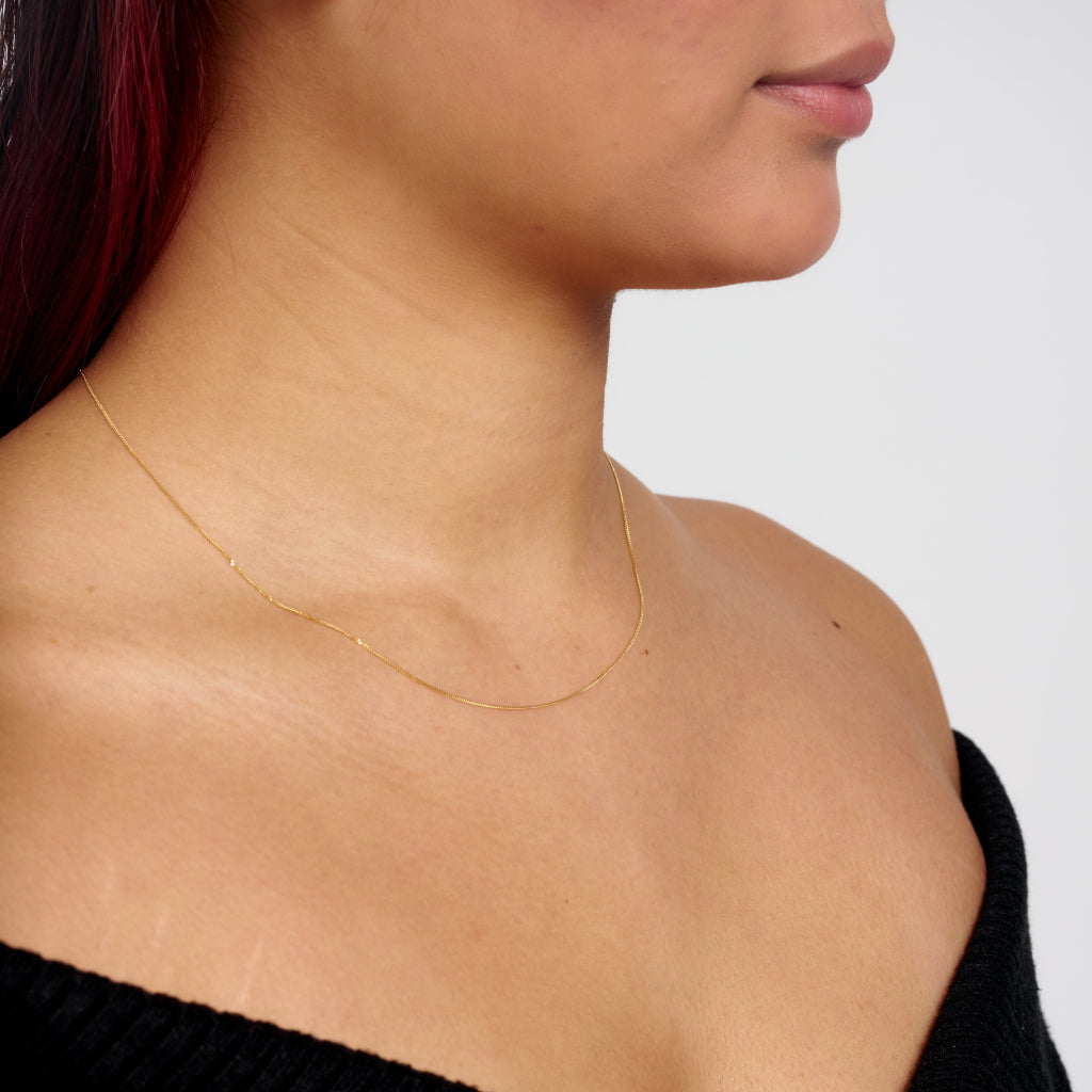 9 Carat Gold Delicate Curb Chain Necklace