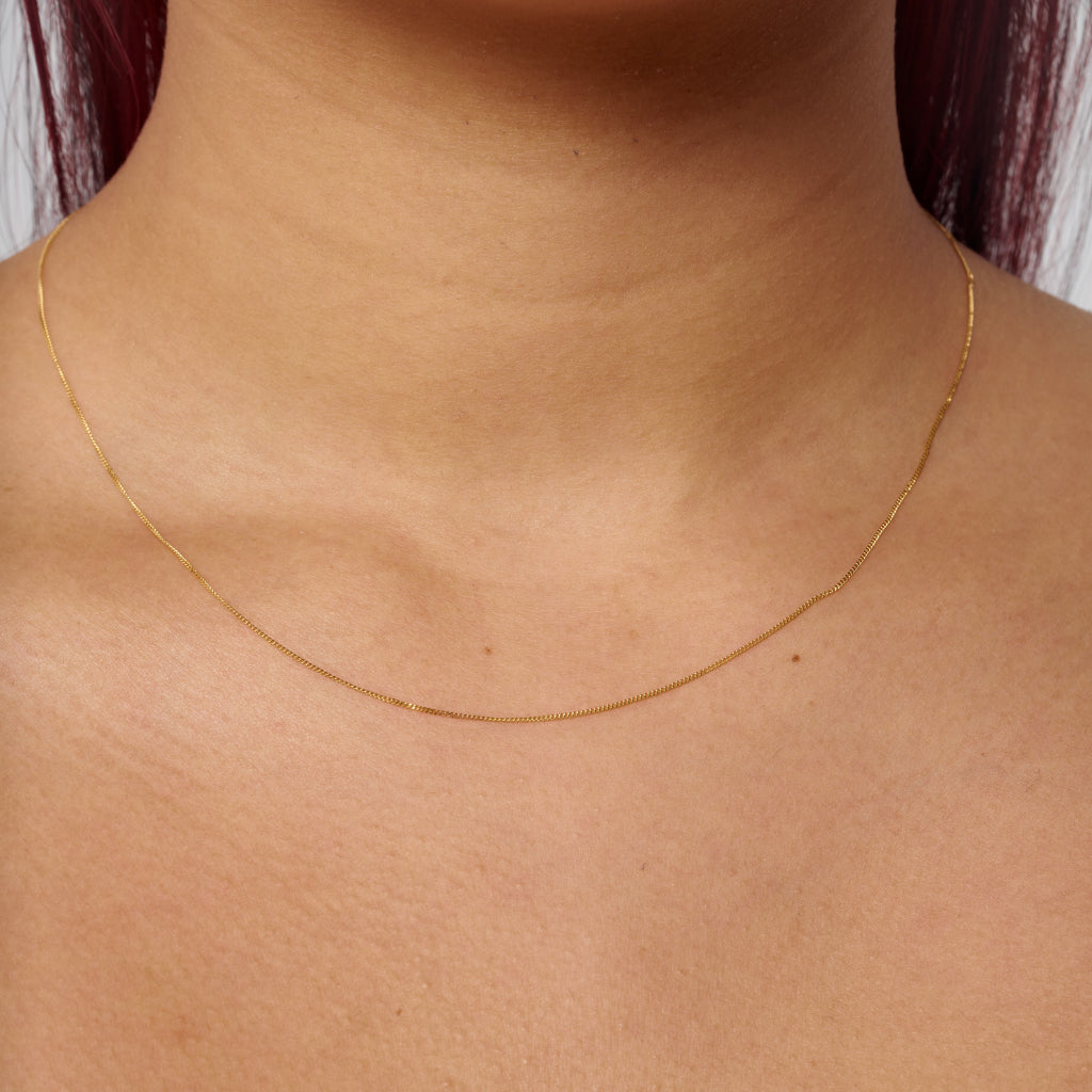 9 Carat Gold Delicate Curb Chain Necklace