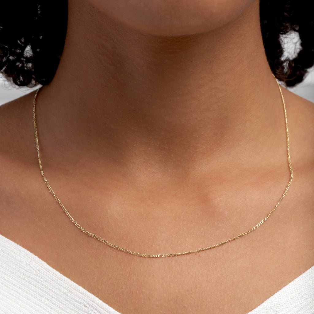 9 Carat Gold Delicate Figaro Chain Necklace