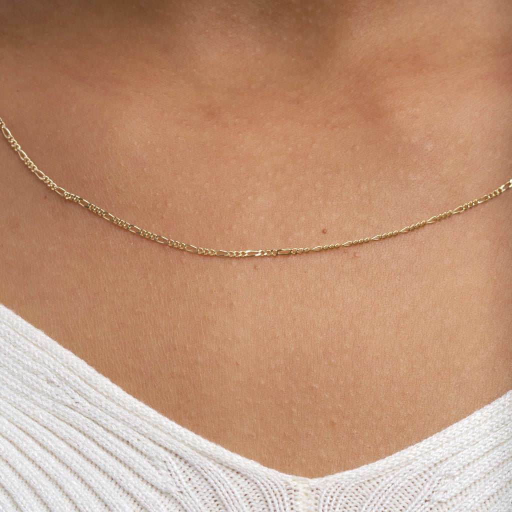 9 Carat Gold Delicate Figaro Chain Necklace