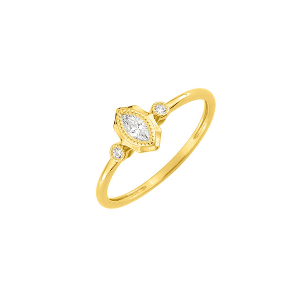 9 Carat Gold Delicate Marquise Cut Ring