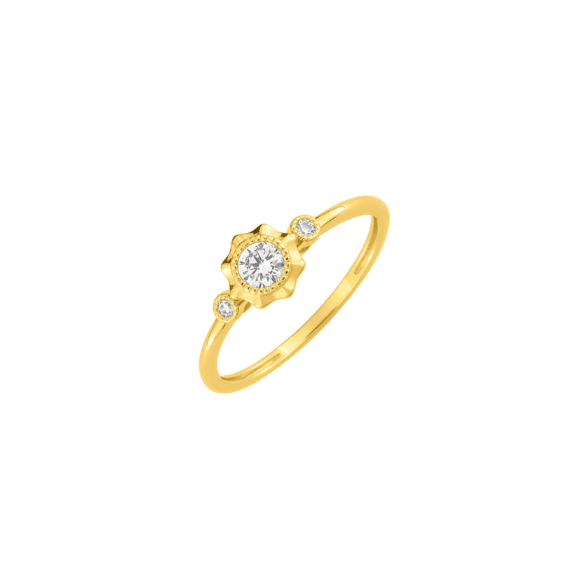 9 Carat Gold Delicate Triple Stone Ring