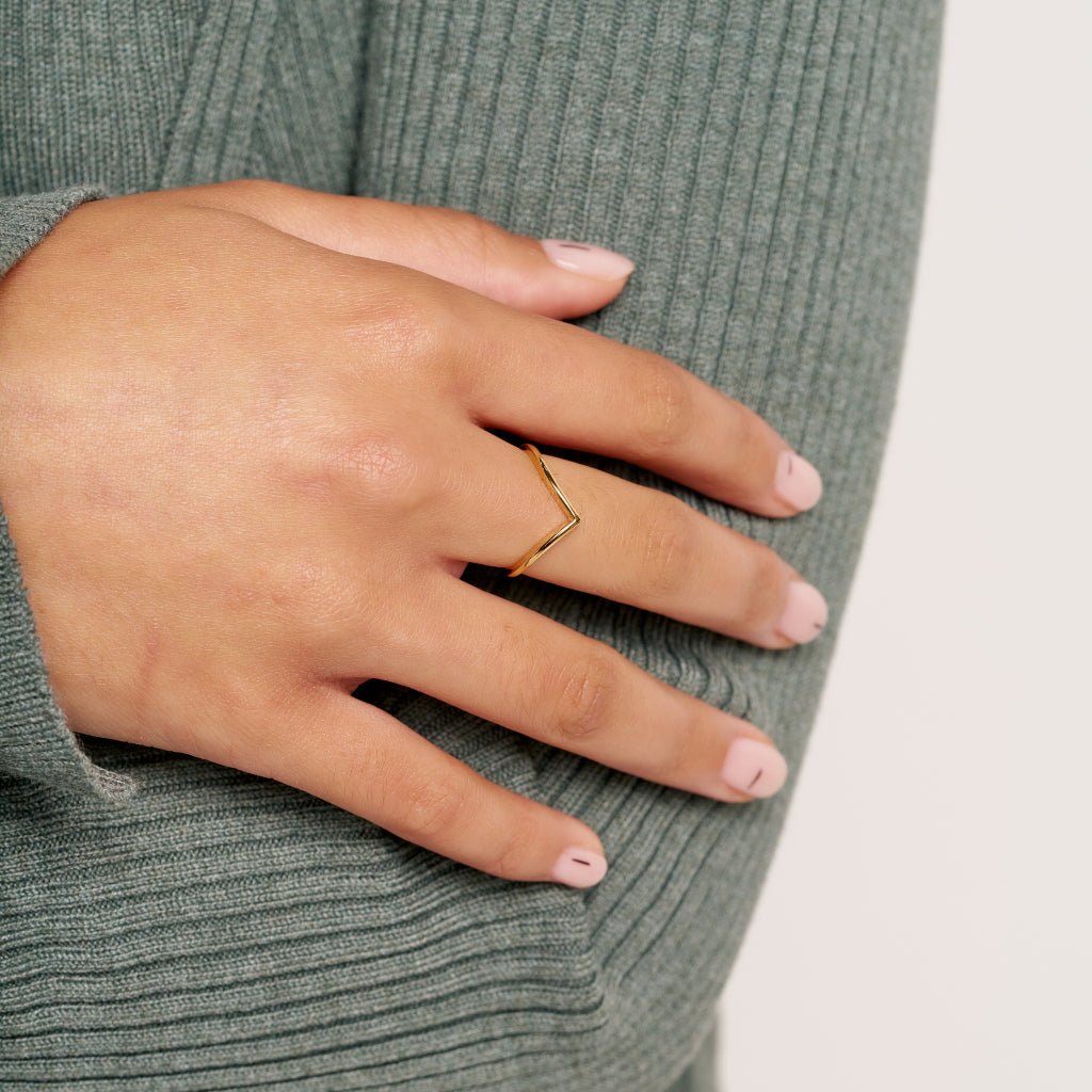 9 Carat Gold Delicate Wishbone Ring