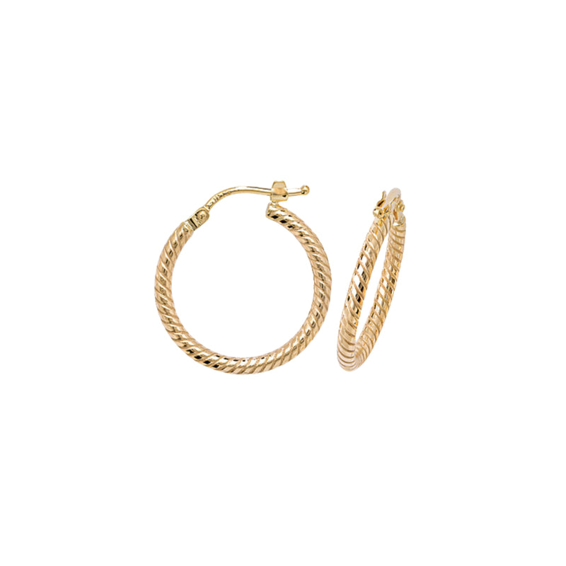 Menton 9 Carat Gold Rope Hoop Earrings 2.1cm