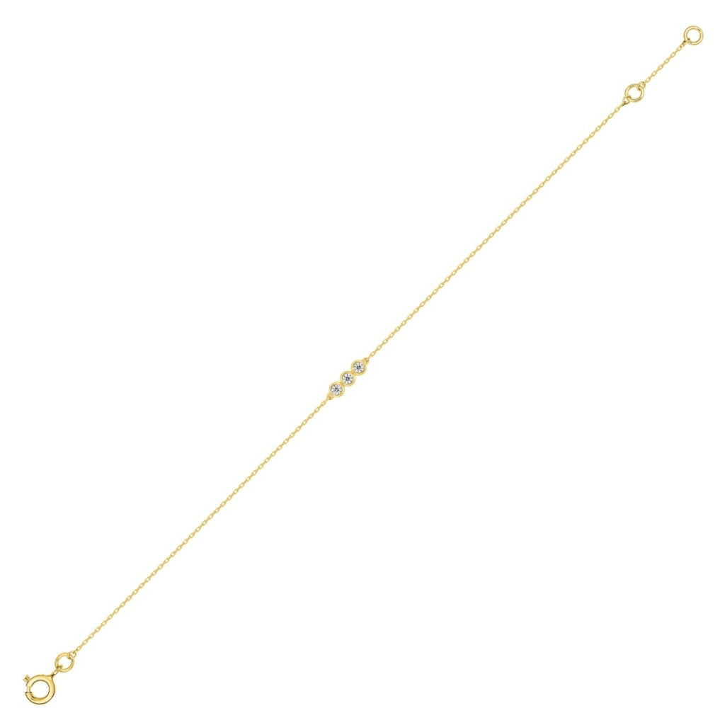 9 Carat Gold Three Stone Bracelet | Alora