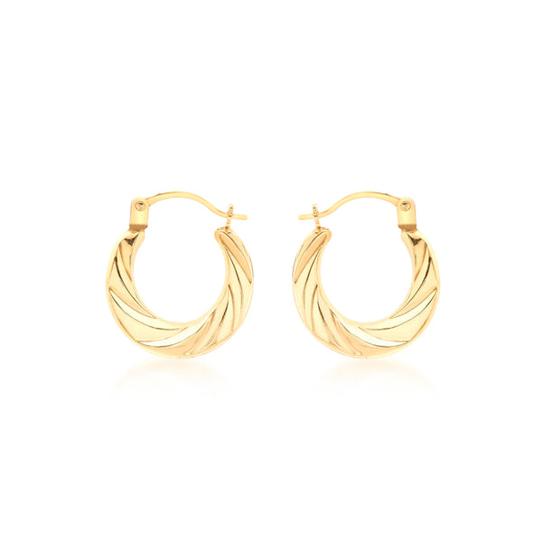 9 Carat Gold Twist Huggie Hoop Earrings 