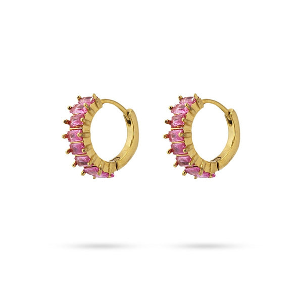 Gold Baguette Huggie Hoop Earrings | Anartxy