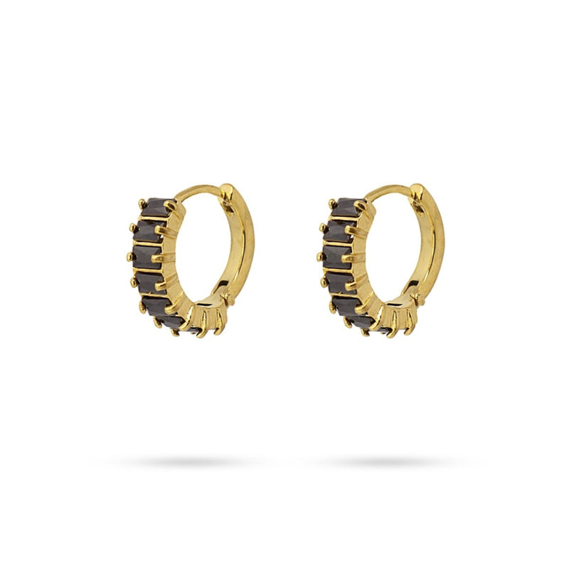 Gold Baguette Huggie Hoop Earrings | Anartxy