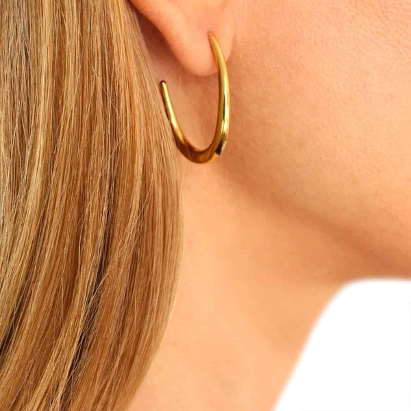 Curved Hoop Stud Earrings | Anartxy