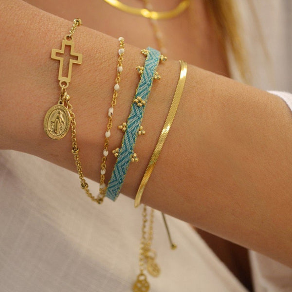 Gold Dainty Herringbone Chain Bracelet | Anartxy