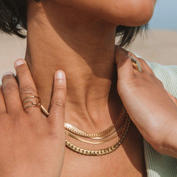 Gold Dainty Herringbone Chain Necklace | Anartxy