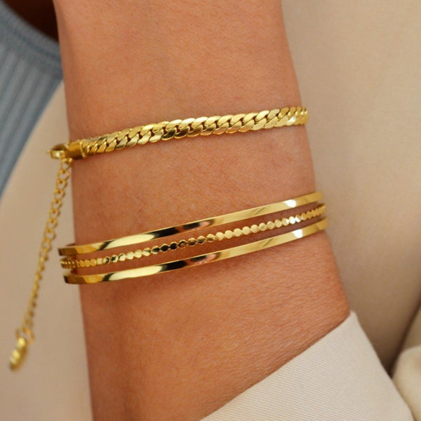 Gold Flat Snake Chain Bracelet | Anartxy