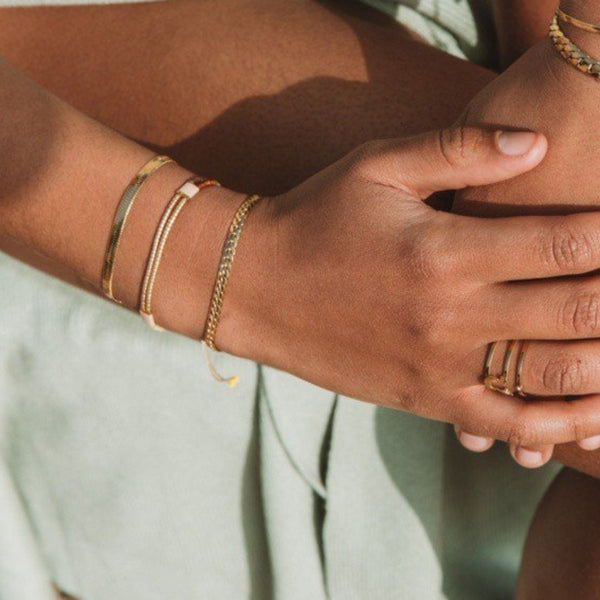 Gold Herringbone Chain Bracelet | Anartxy