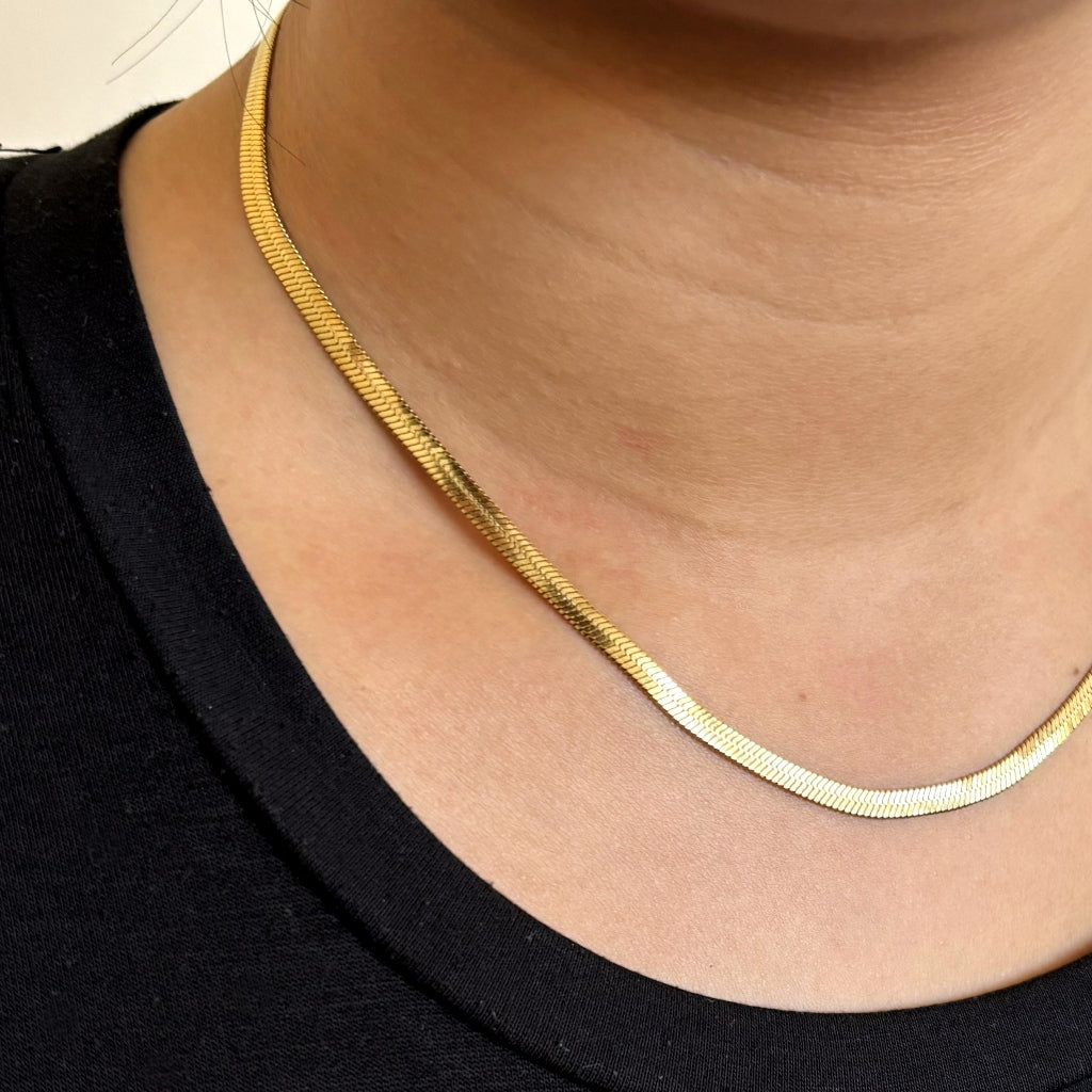 Gold Herringbone Chain Necklace | Anartxy