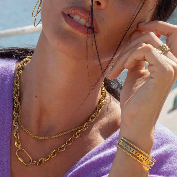 Waterproof Stainless Steel Gold Rope Chain Necklace