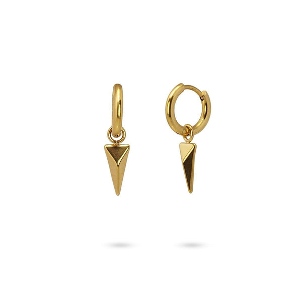 Gold Spear Charm Huggie Hoop Earrings | Anartxy