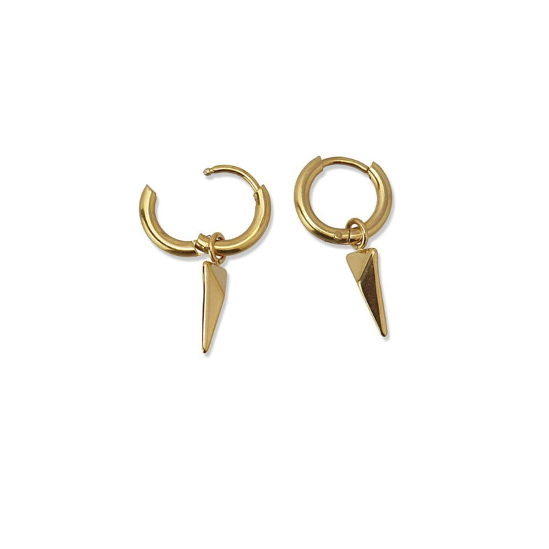 Gold Spear Charm Huggie Hoop Earrings | Anartxy