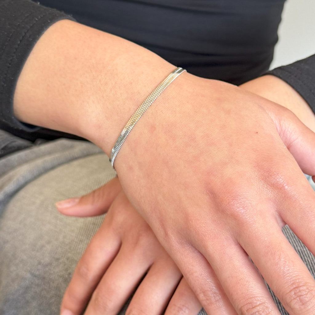 Silver Herringbone Chain Bracelet | Anartxy