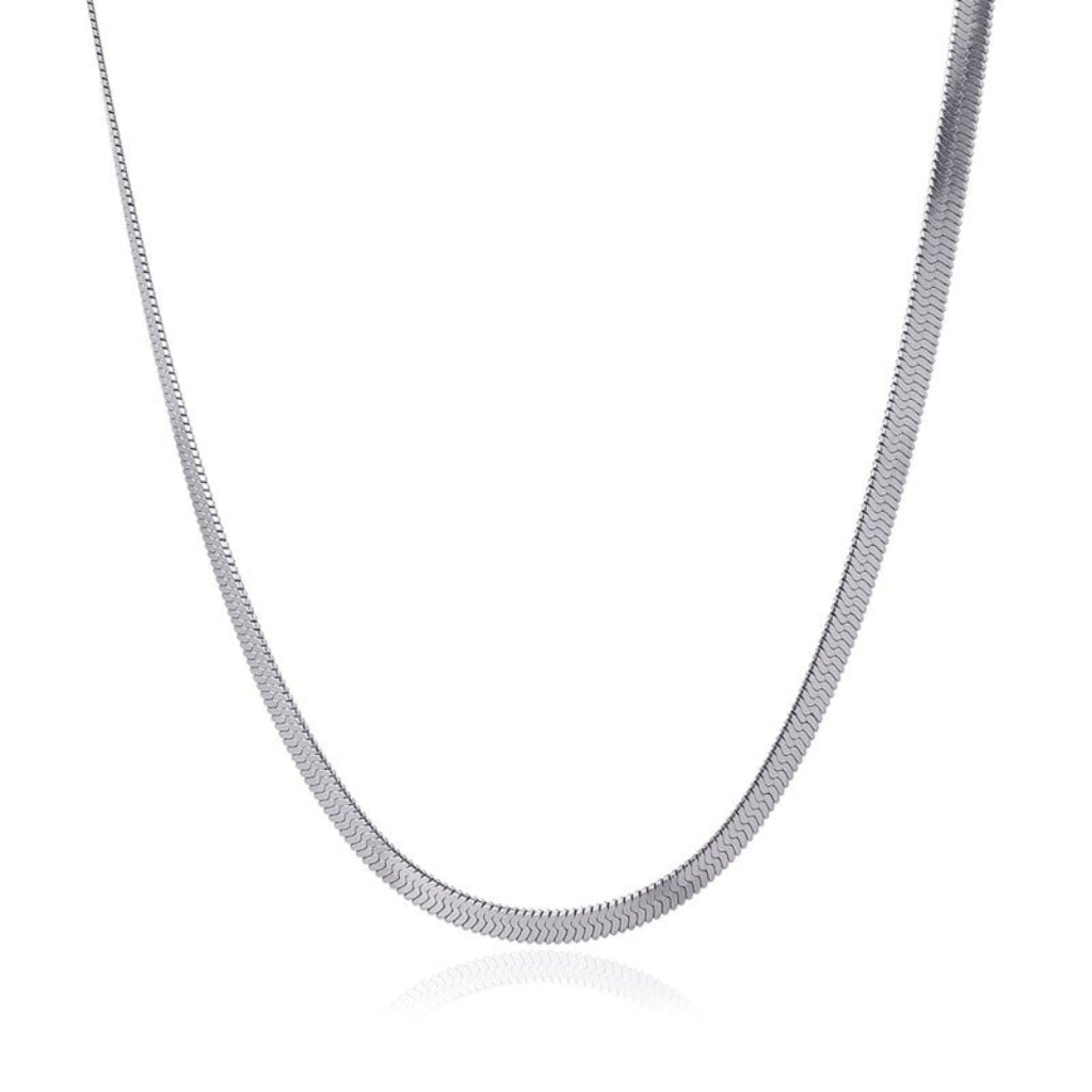 Silver Herringbone Chain Necklace | Anartxy