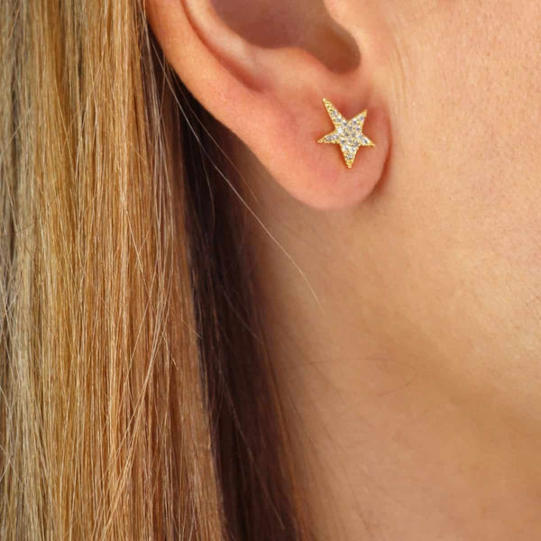 Asymmetrical Star Ball Back Stud Earrings | Anartxy
