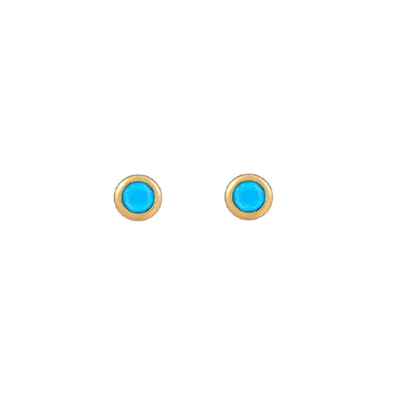 Gold Coloured Stone Stud Earrings Turquoise
