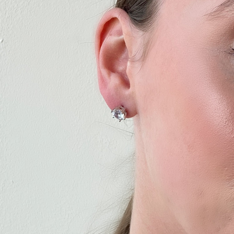Avize Silver Delicate Crystal Stud Earrings