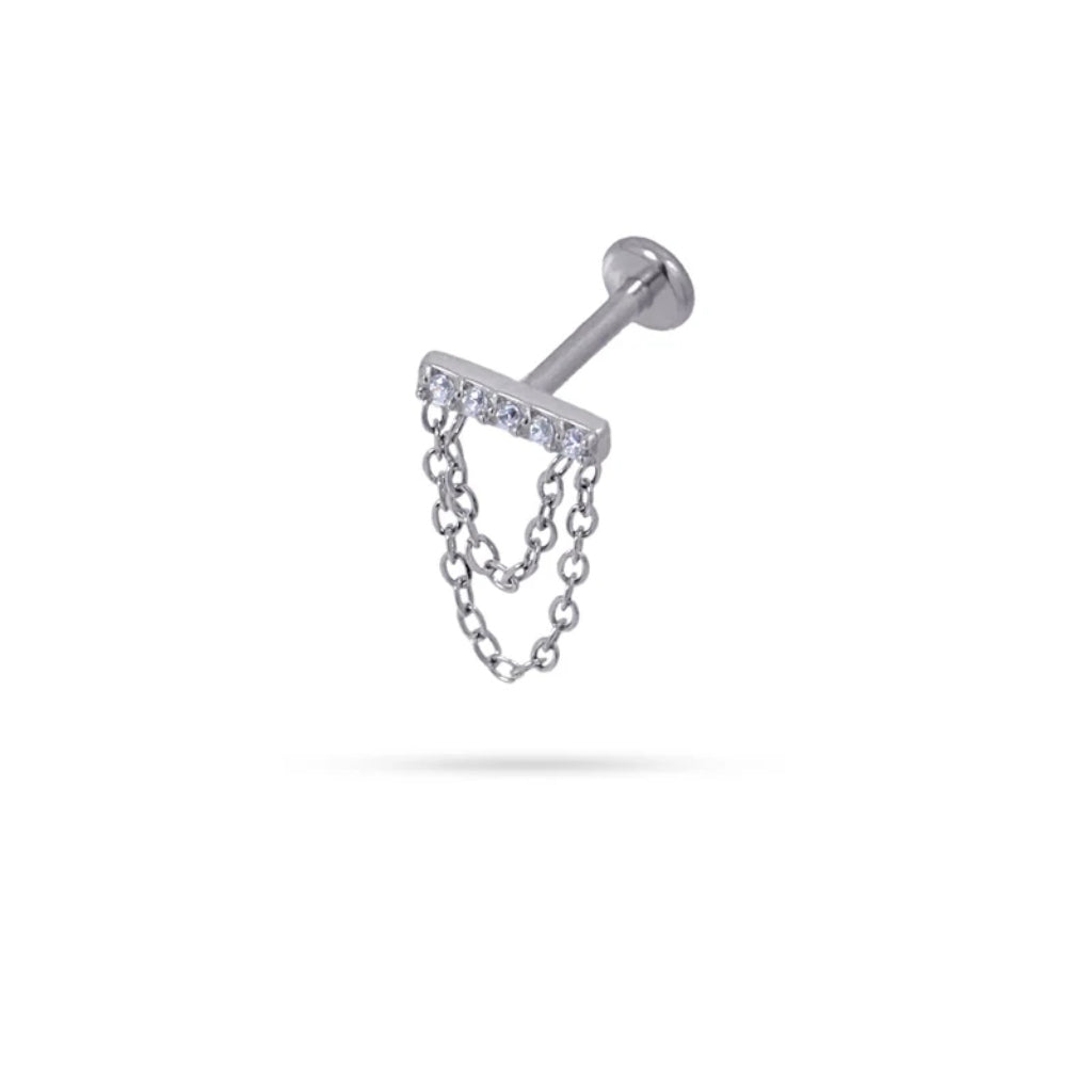 Bar Chain Ball Back Stud Earrings | Anartxy