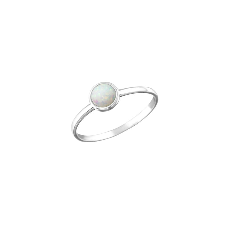 Silver Circle Opal Ring