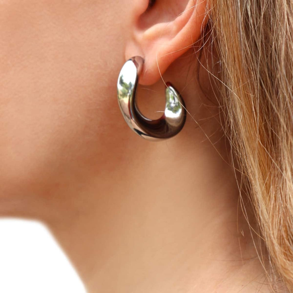 Chunky Curved Hoop Stud Earrings | Anartxy