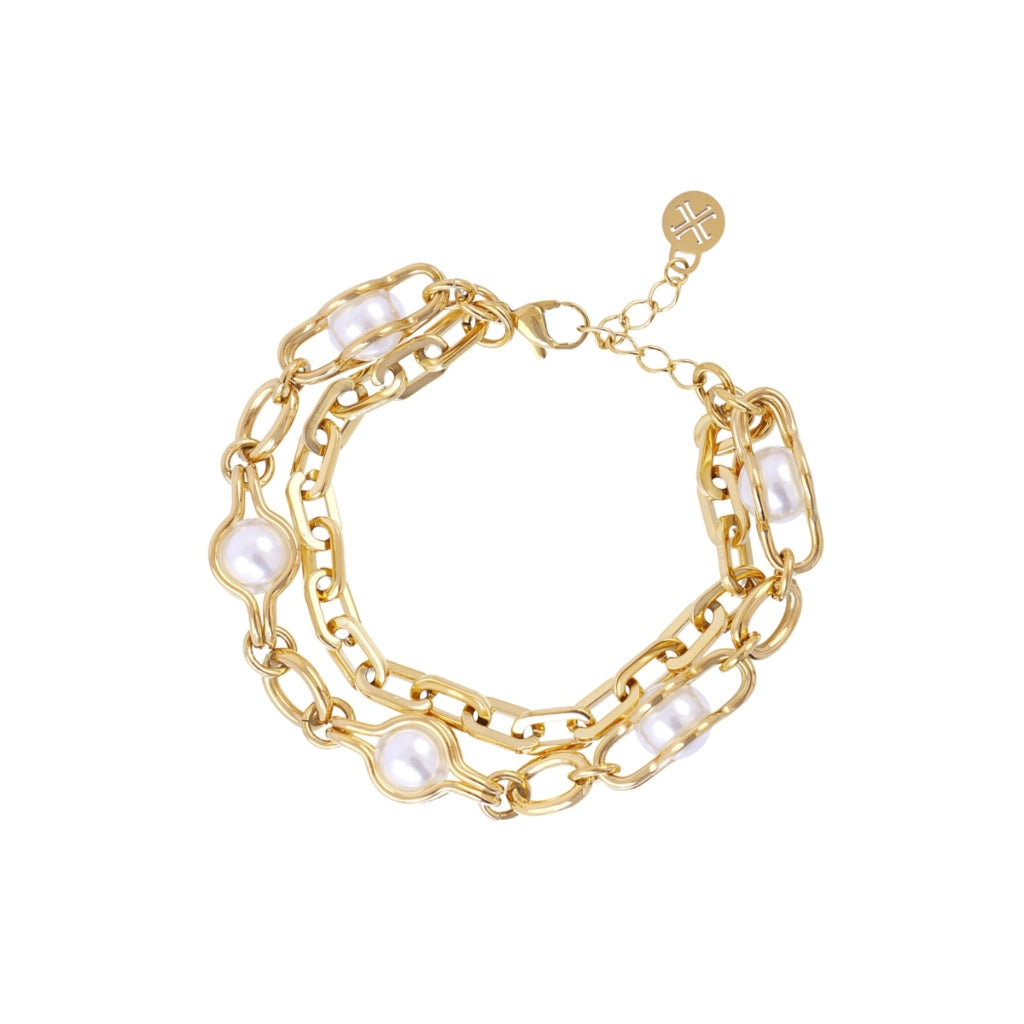 Chunky Double Strand Pearl Detail Bracelet | Anartxy