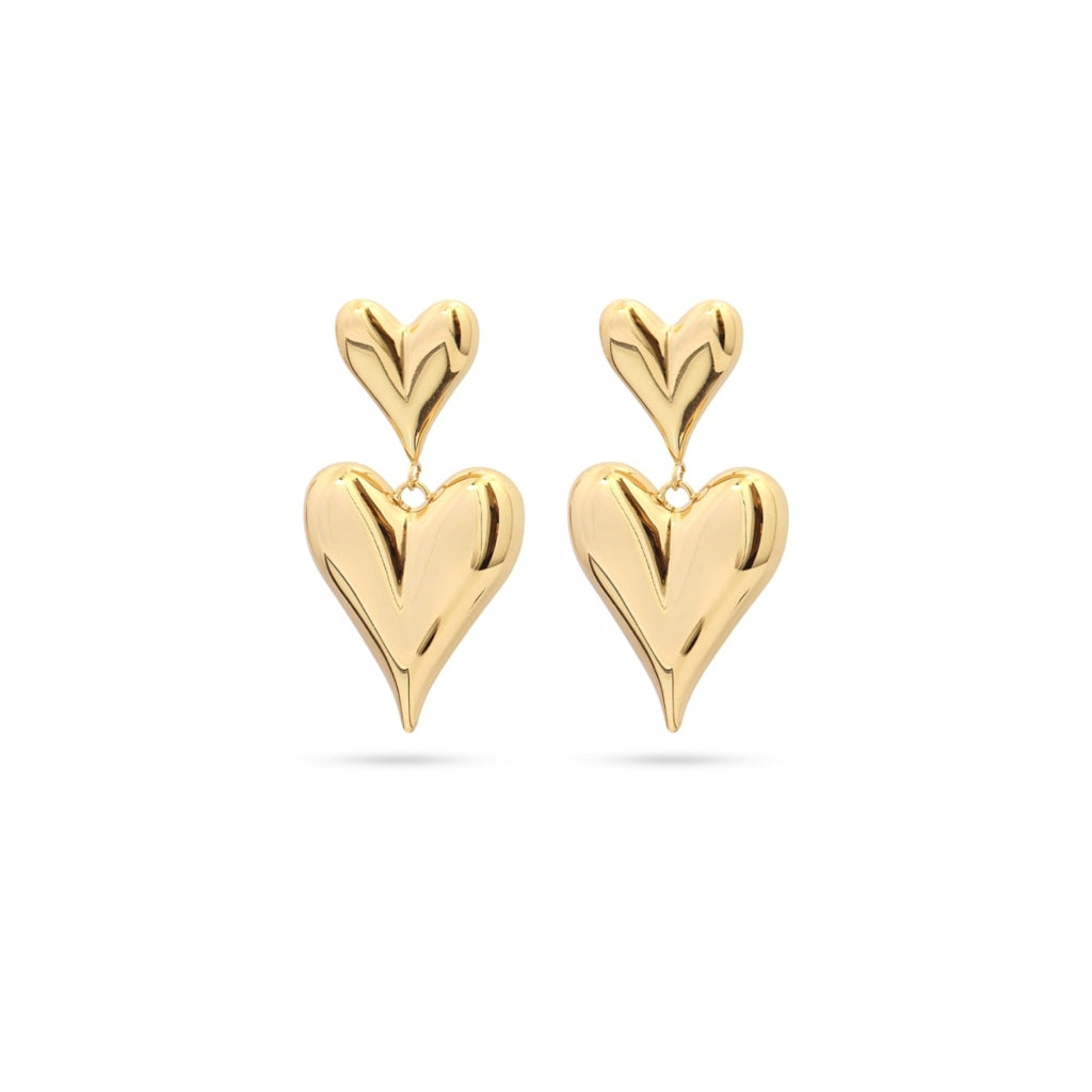 Chunky Heart Drop Stud Earrings | Anartxy