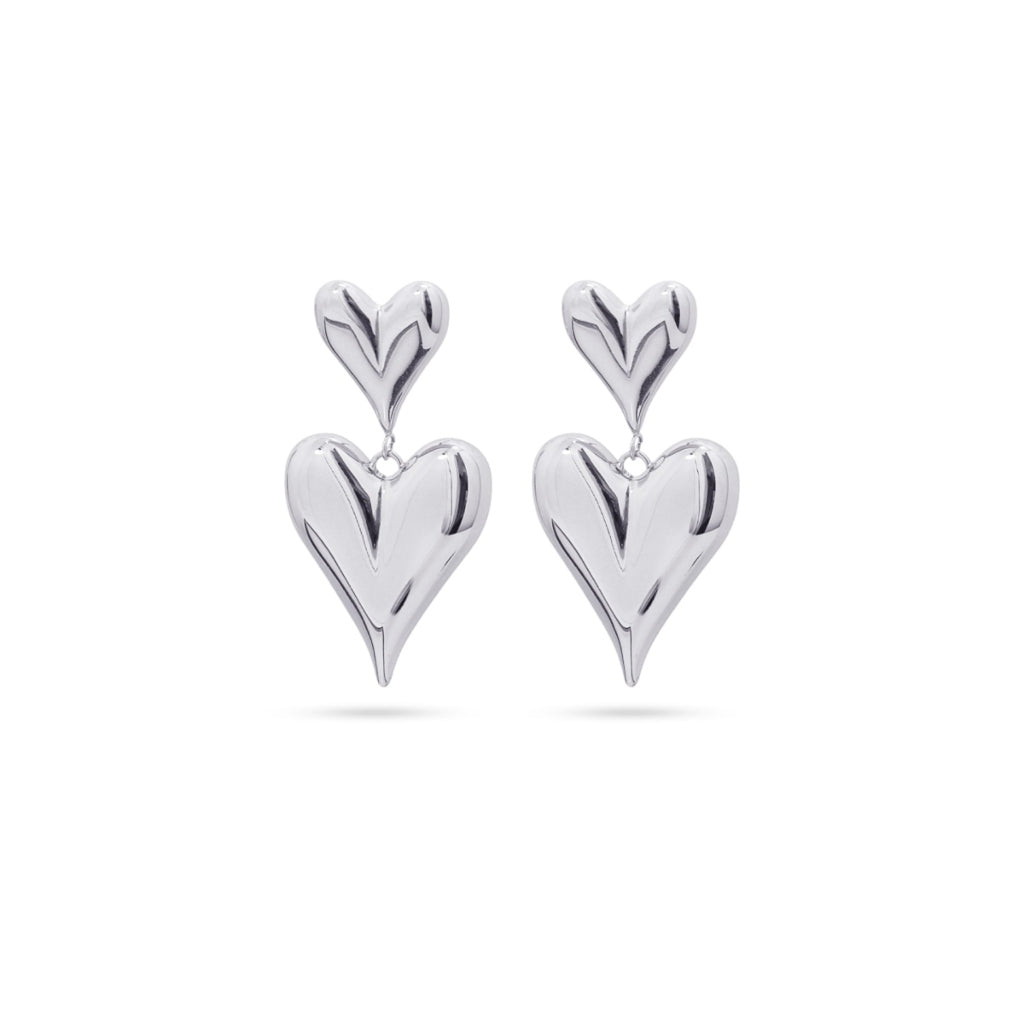 Chunky Heart Drop Stud Earrings | Anartxy