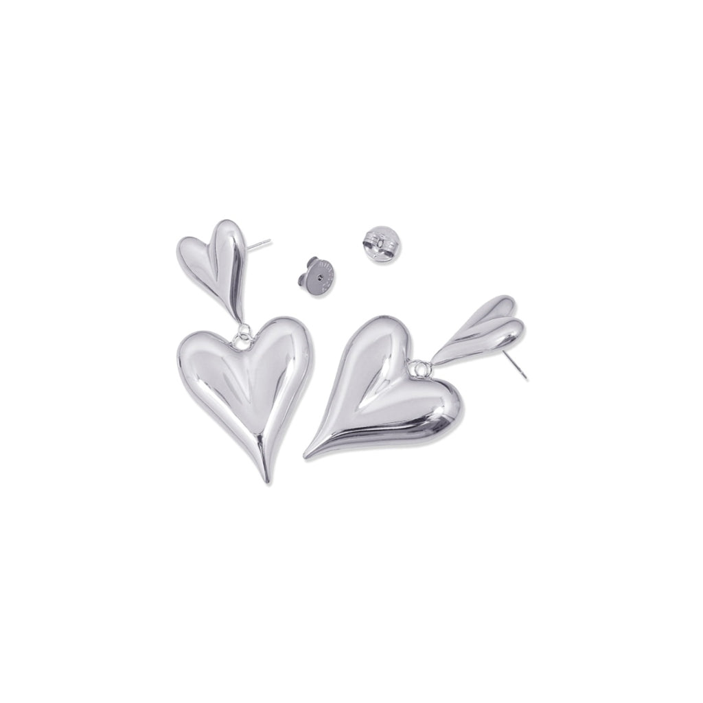 Chunky Heart Drop Stud Earrings | Anartxy