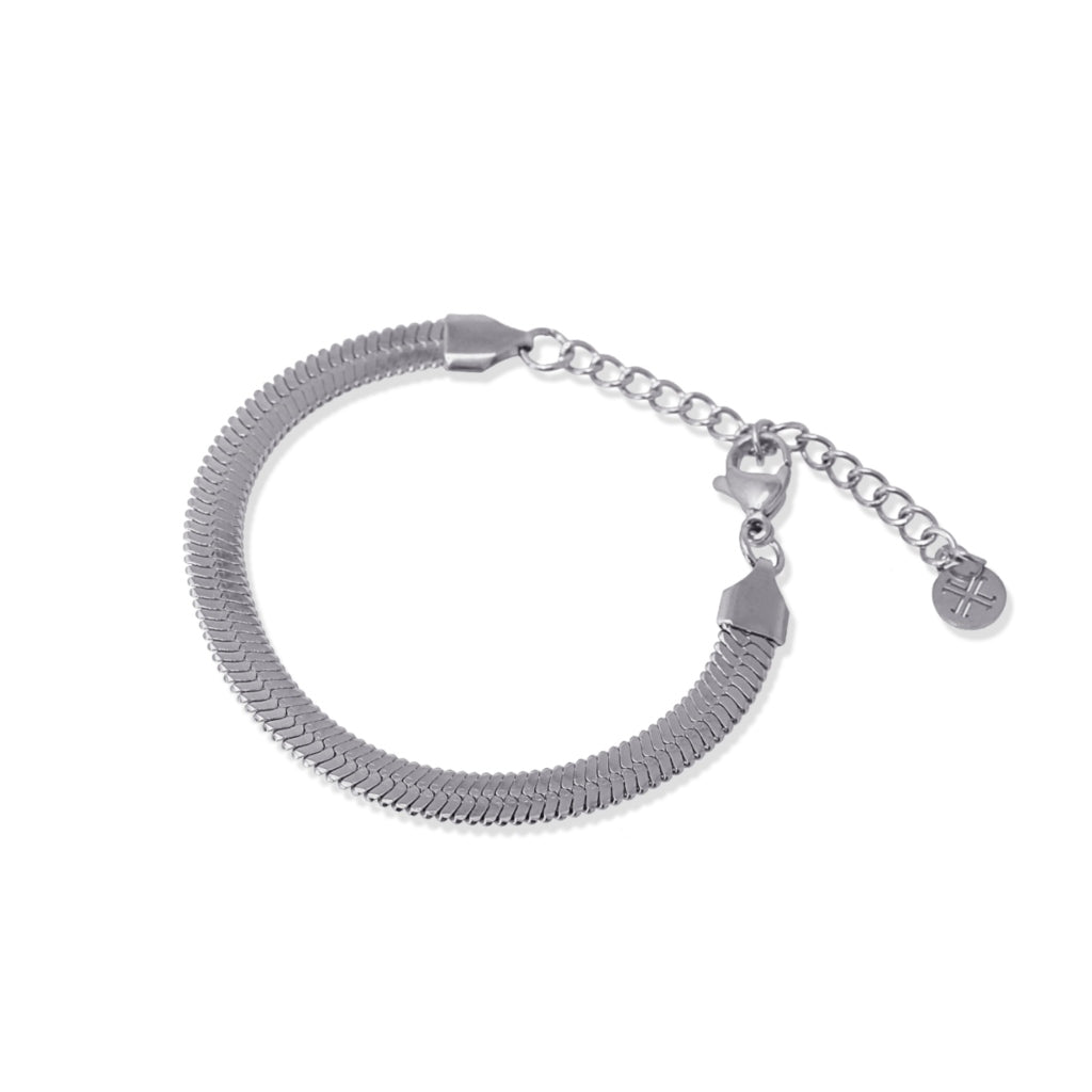 Silver Chunky Herringbone Chain Bracelet | Anartxy