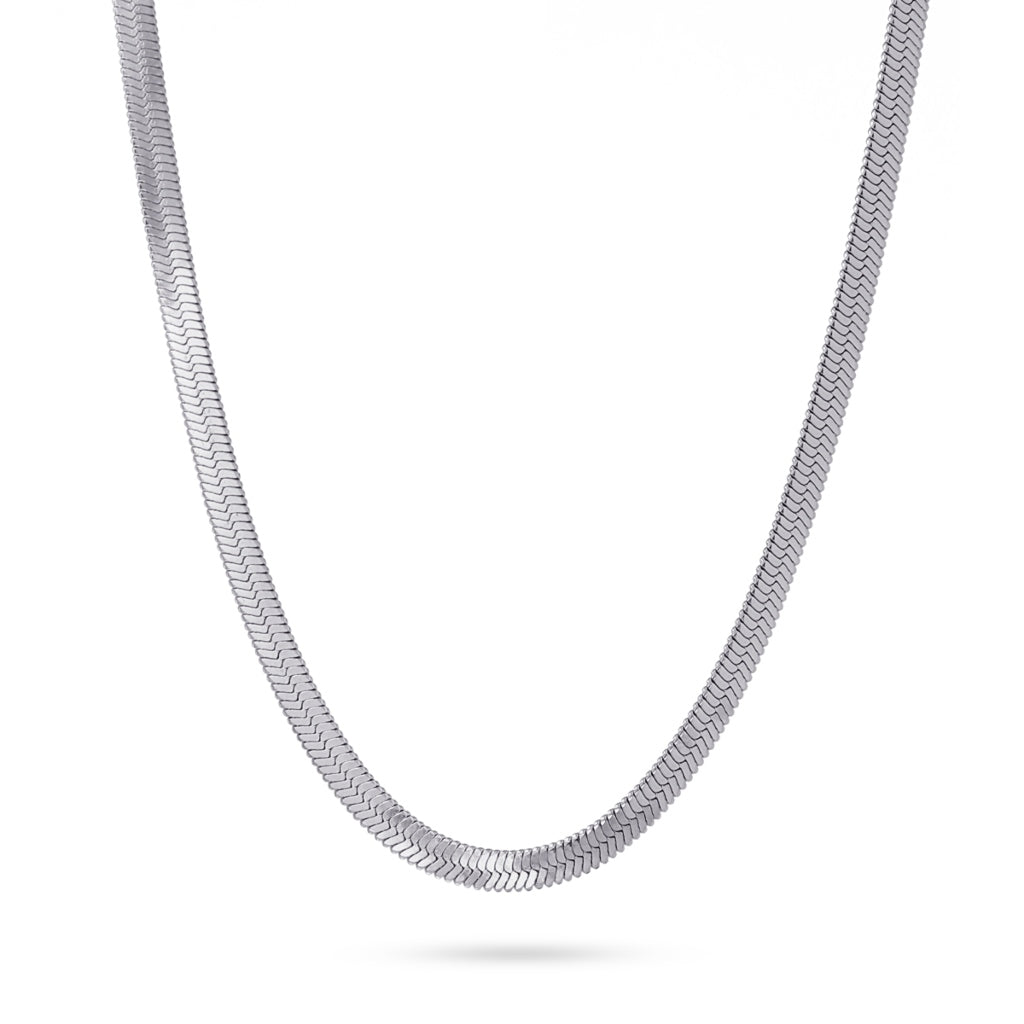 Silver Chunky Herringbone Chain Necklace