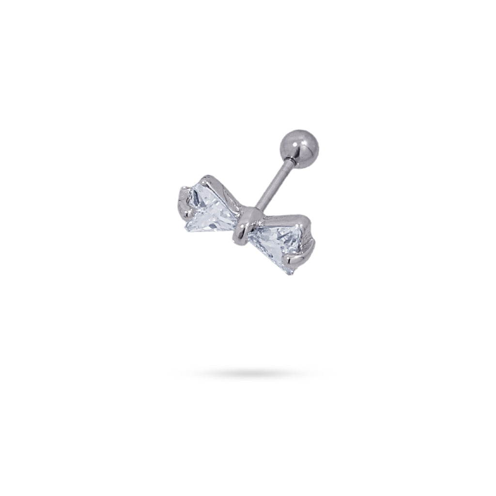 Clear Stone Bow Ball Back Stud Earrings | Anartxy