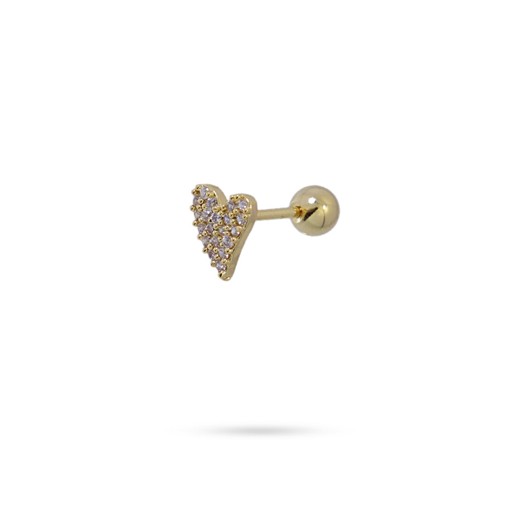 Clear Stone Heart Ball Back Stud Earrings | Anartxy