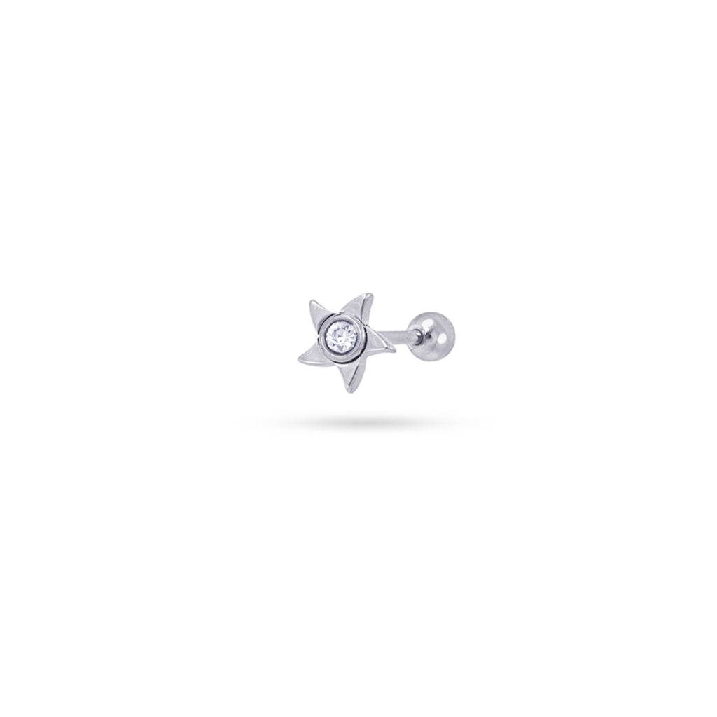 Clear Stone Star Ball Back Single Stud Earring | Anartxy